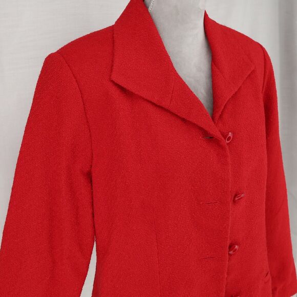 Coldwater Creek Jacket Womens Large Red Tweed Lined Blazer Pockets Career - Picture 12 of 16